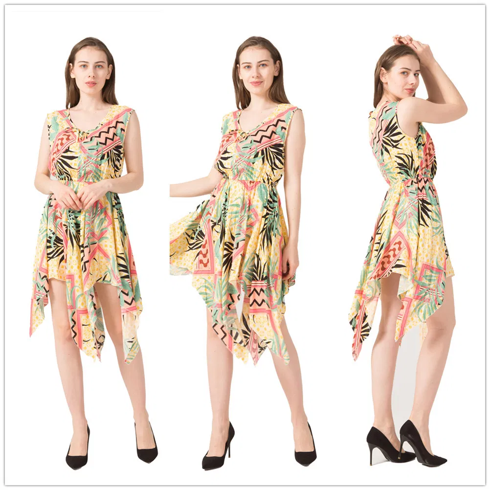 Vestido Casual de Verão com Estampa Floral para Mulheres, Vestido Elegante de Praia Boêmio para Senhoras