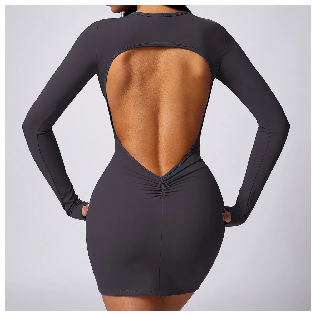Vestido mini casual de manga longa com decote redondo para mulheres, ideal para festas de outono