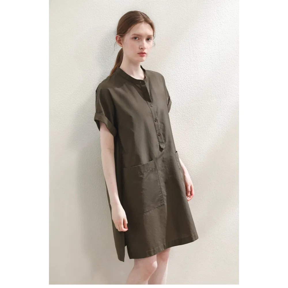 Vestido Elegante com Saia em A Drapada de Estilo Simples em Seda e Algodão Personalizado OEM da China, Casual e Versátil para Trabalho e Escritório, Atacado para Mulheres