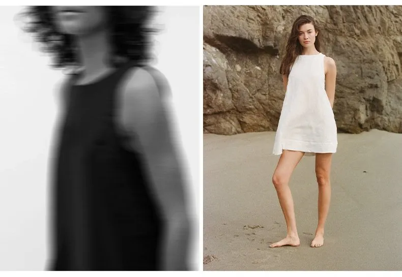 Vestido Casual Sem Mangas de Linho Puro Personalizado e Elegante para Mulheres