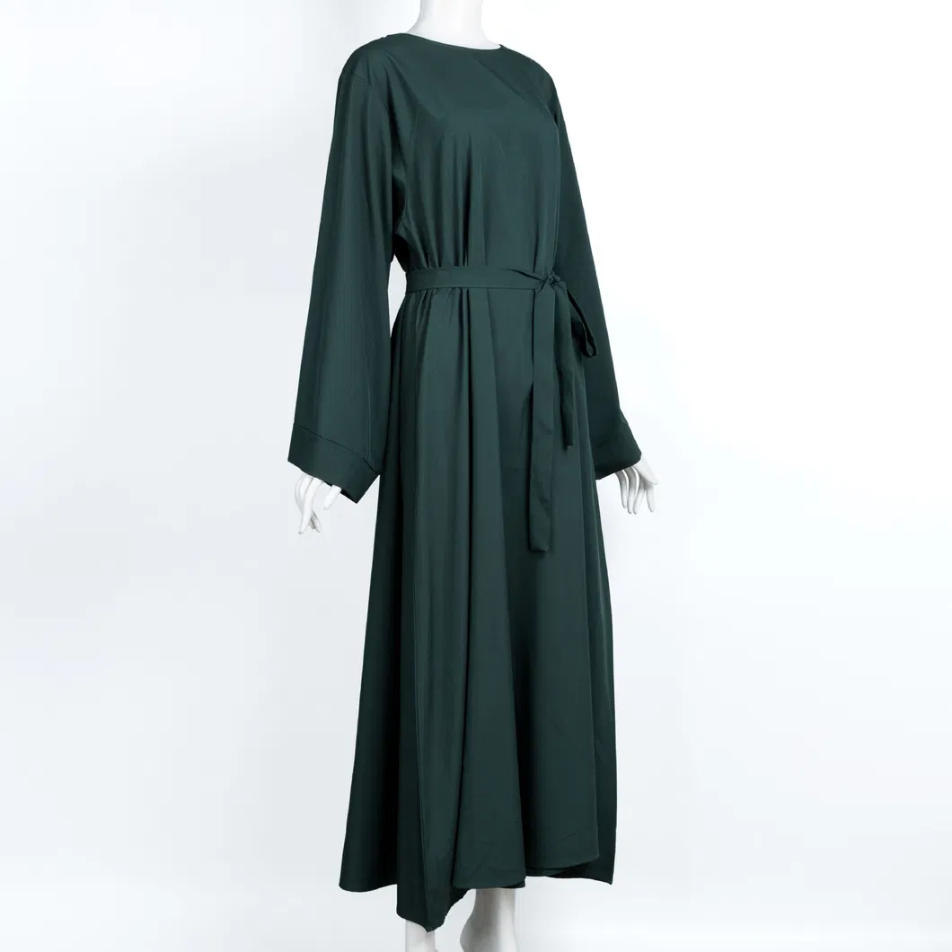 Vestido de manga longa de algodão casual de inverno para mulheres, com decote redondo e estilo solto