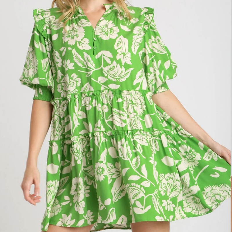 Vestido Mini Camadas Múltiplas Estampado Boho Personalizado de Atacado Alta Qualidade Respirável em Rayon Casual