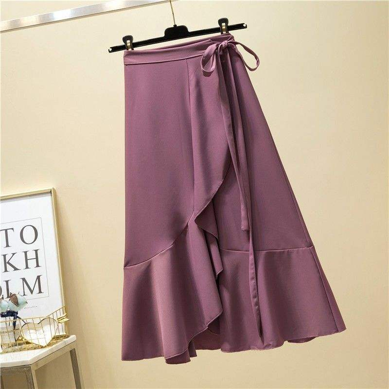 Fabricante de Roupas Personalizadas Saia Longa Casual Midi de Chiffon Irregular com Renda Fina de Verão, Alta na Cintura, Estilo Fishtail, Elegante para Senhoras
