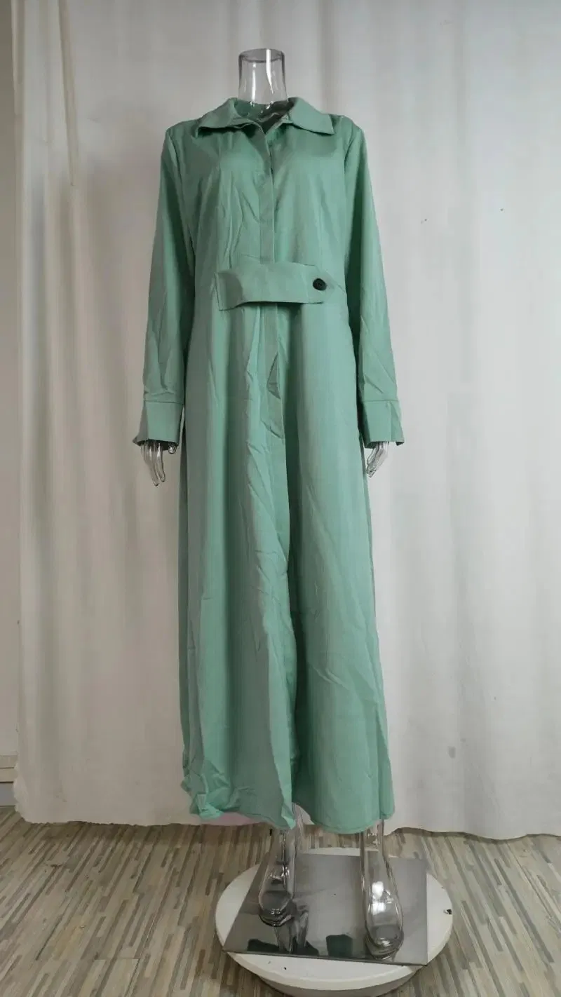 Vestido Feminino Elegante Manga Longa Lazer Cor Sólida Decote em V Sexy