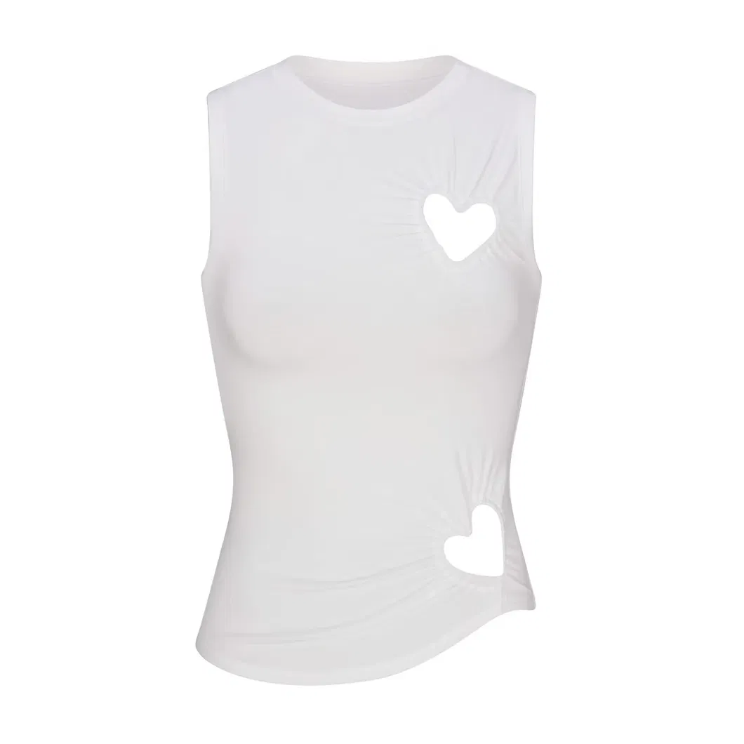Vestido Mini de Coração em Jersey de Algodão Casual