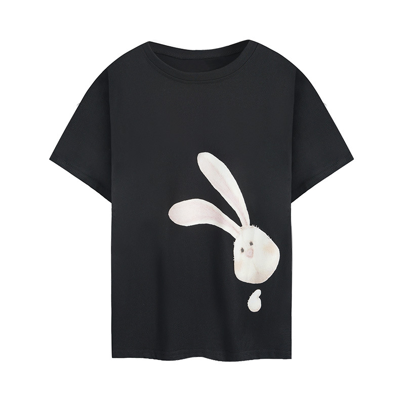Blusas casuais femininas de impressão adorável de coelho, estilo coreano, feitas na China