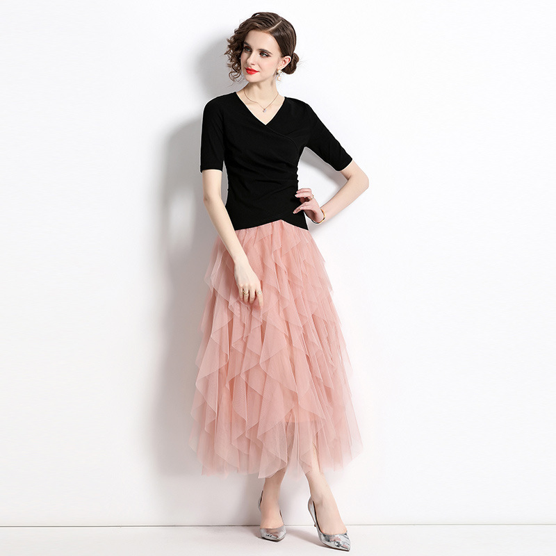 Vestido de Verão em Conjunto de Saia Casual e Camiseta Fashion Gentil