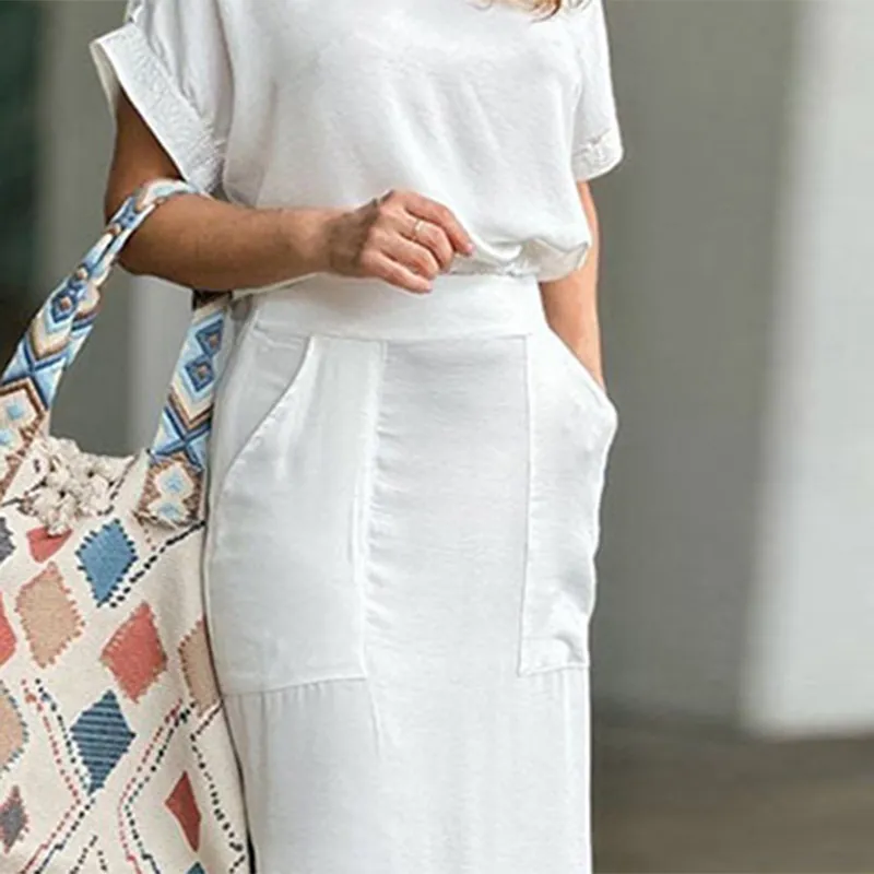 Personalização Profissional Verão Nova Moda Casual Tamanho Grande Conjunto de Duas Peças Camiseta de Manga Curta Calças Tamanho Grande Vestido Feminino