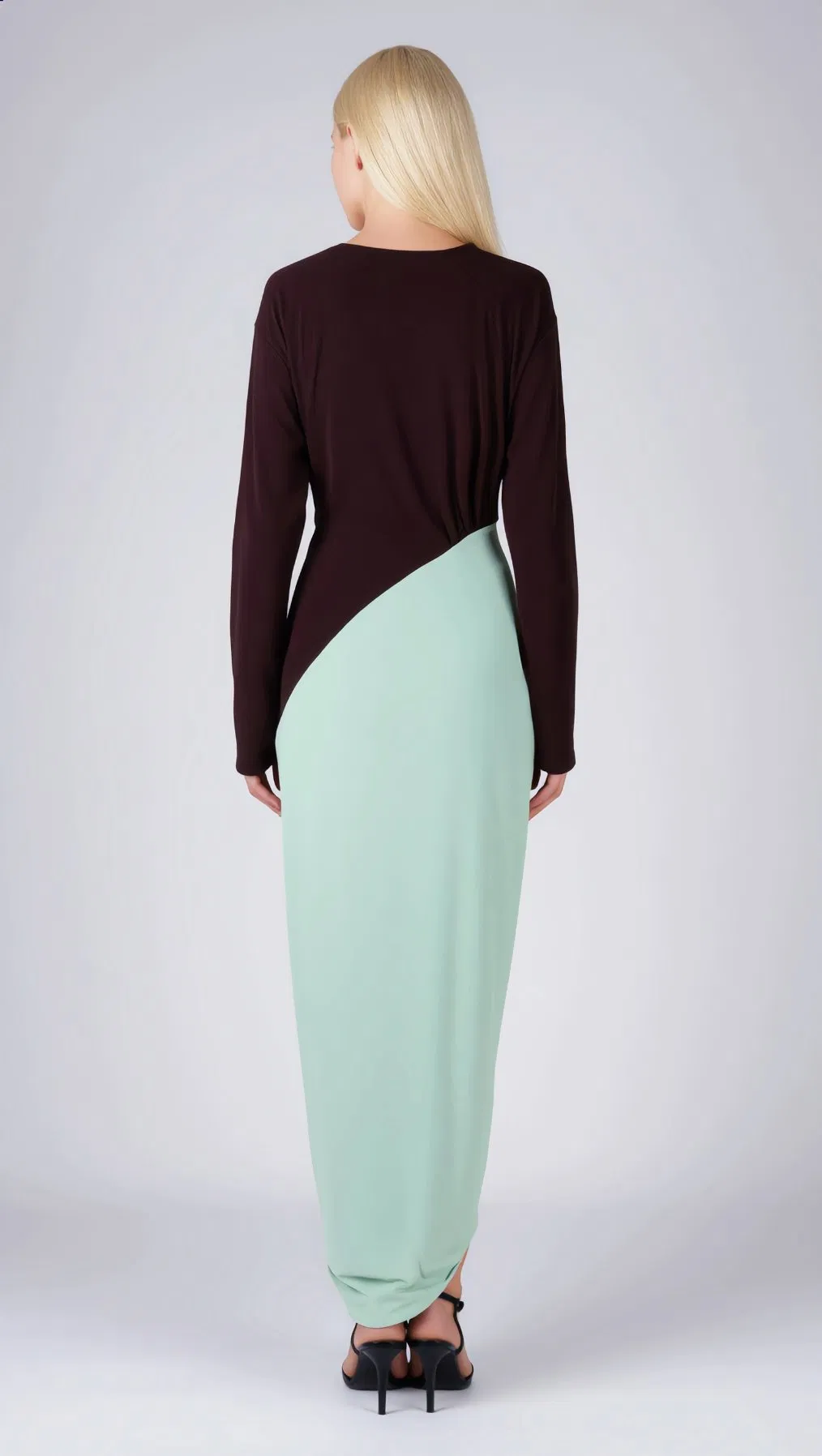 Saia Maxi Longa Elegante de Alta Qualidade em Seda para Mulheres Atacadista Personalizado para Ocasiões Formais Vestido Casual de Verão com Decote em V Francês