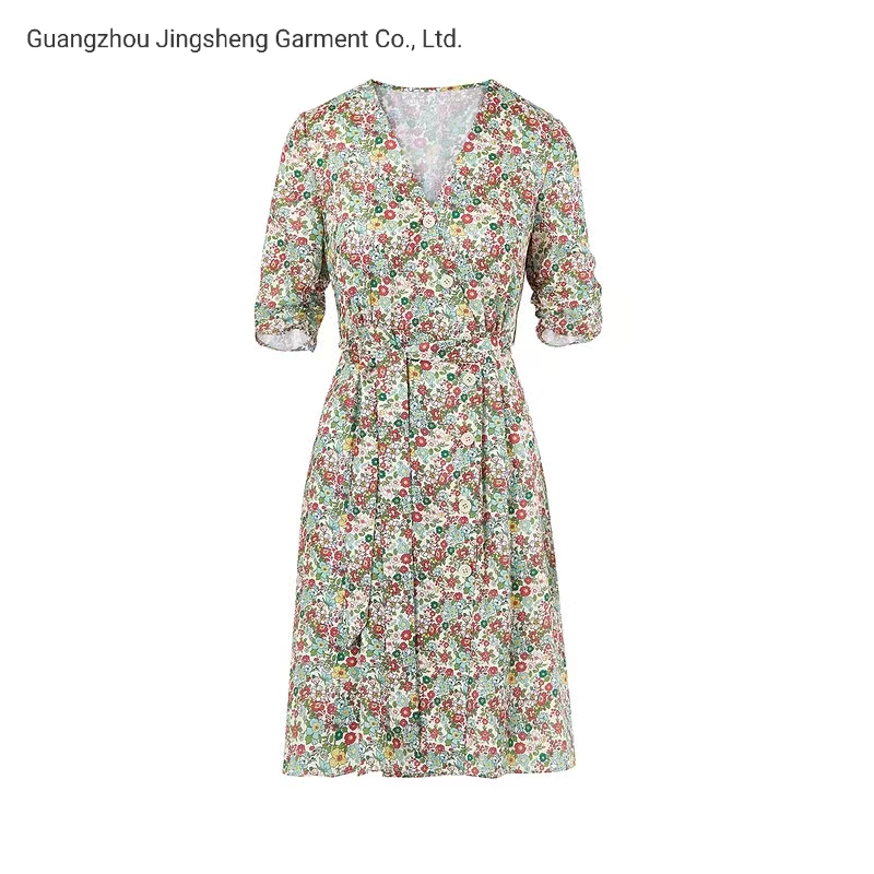 Vestidos de Verão Casuais Florais com Poás Boho para Praia e Noite Atacado na China Vestuário Feminino para Festa