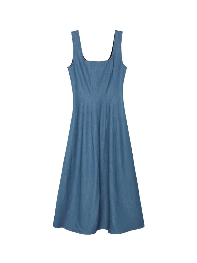 Vestido Maxi Azul Detalhes