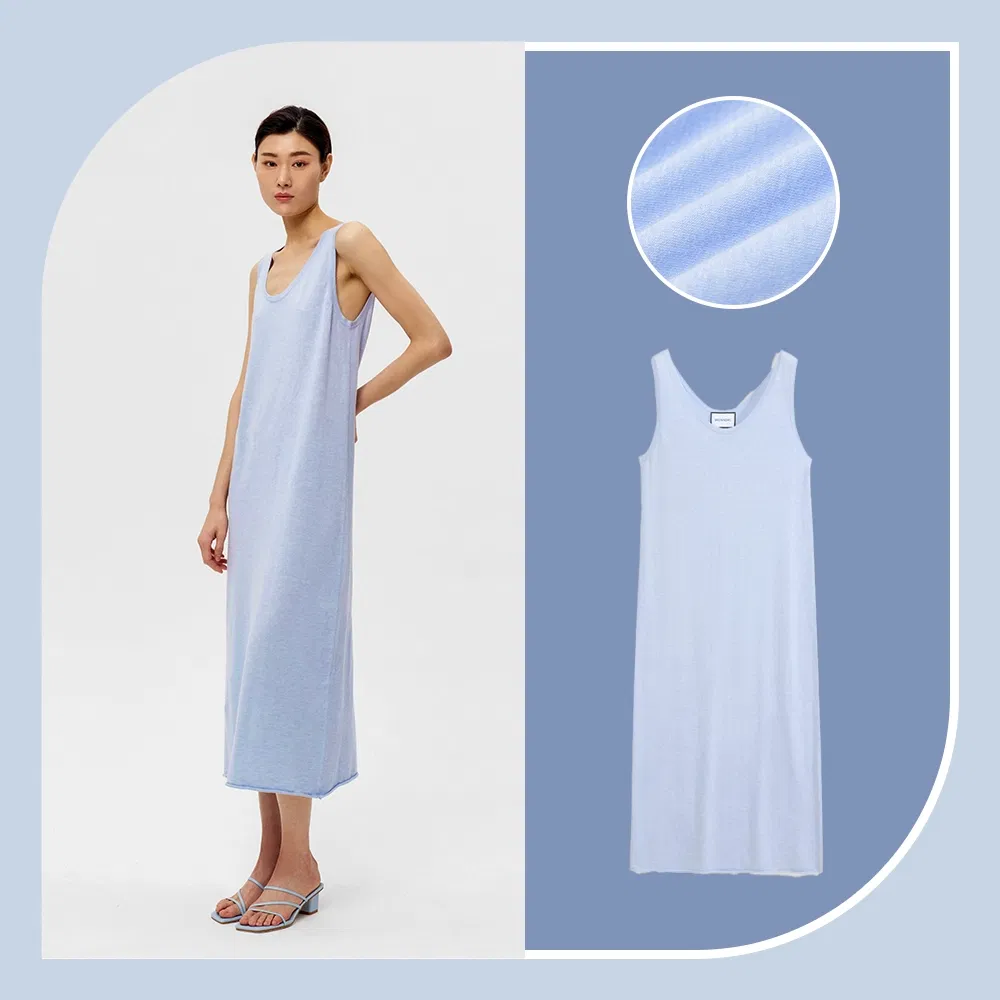 Último Design Vestido Maxi Sem Mangas de Verão com Fenda em Malha Vestidos Casuais para Mulheres