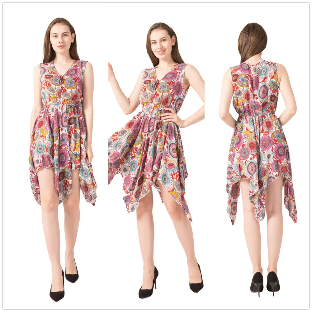 Vestido Casual de Verão com Estampa Floral para Mulheres, Vestido Elegante de Praia Boêmio para Senhoras