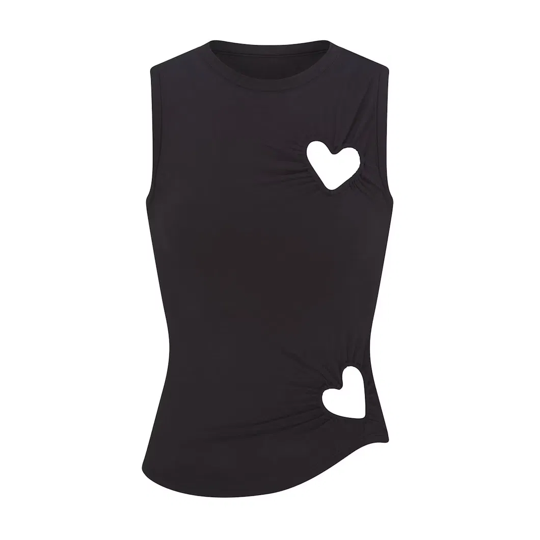 Vestido Mini de Coração em Jersey de Algodão Casual