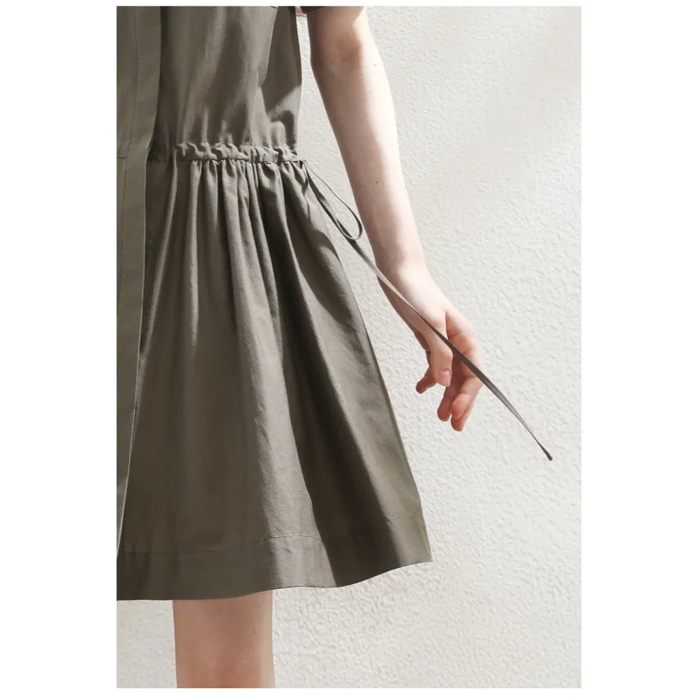 Vestido Midi Casual de Trabalho para Mulheres com Cintura Ajustável