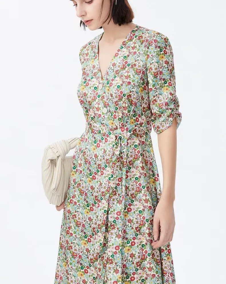 Vestidos de Verão Casuais Florais com Poás Boho para Praia e Noite Atacado na China Vestuário Feminino para Festa
