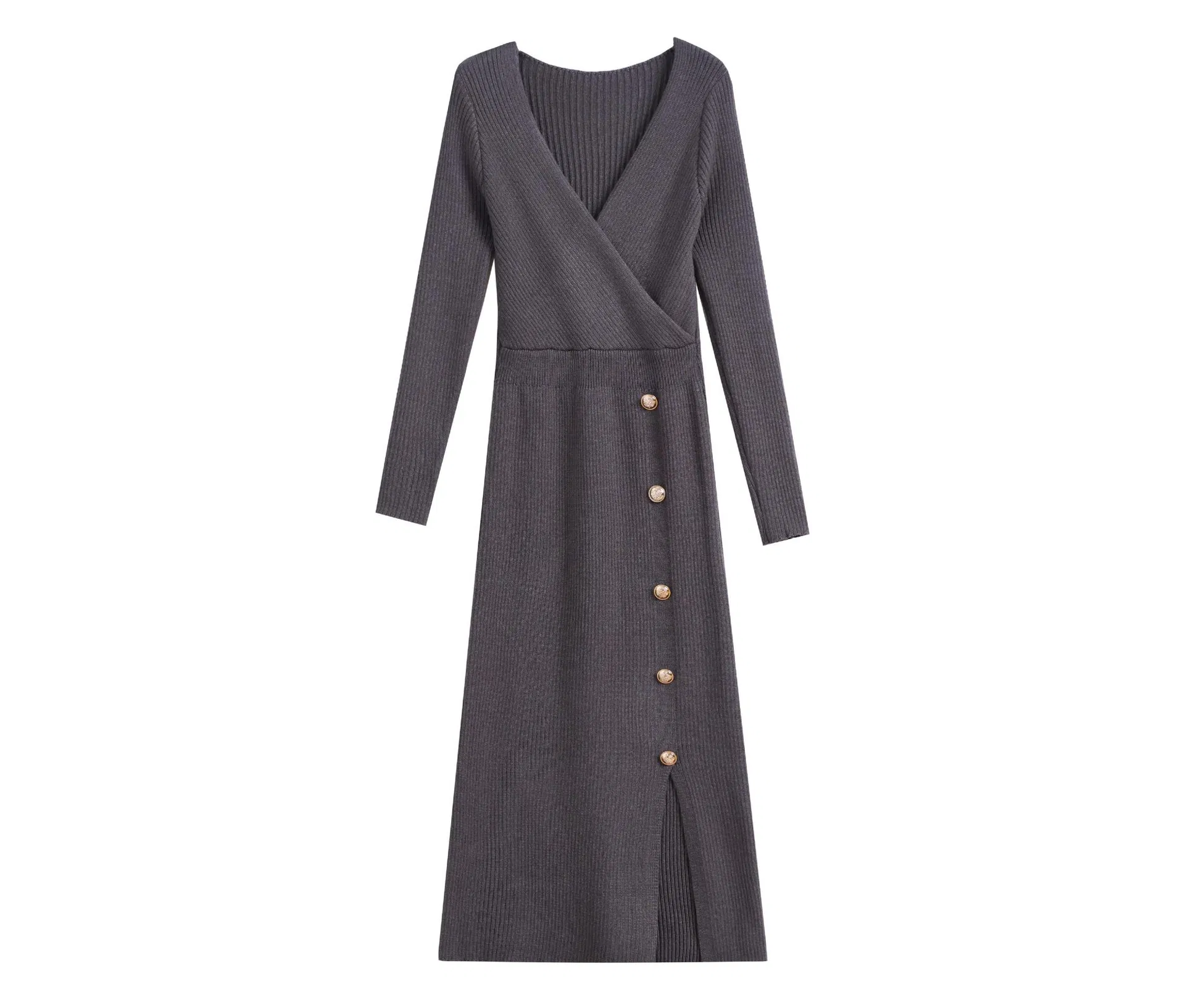 2025 Vestido de Malha Casual Feminino Midi