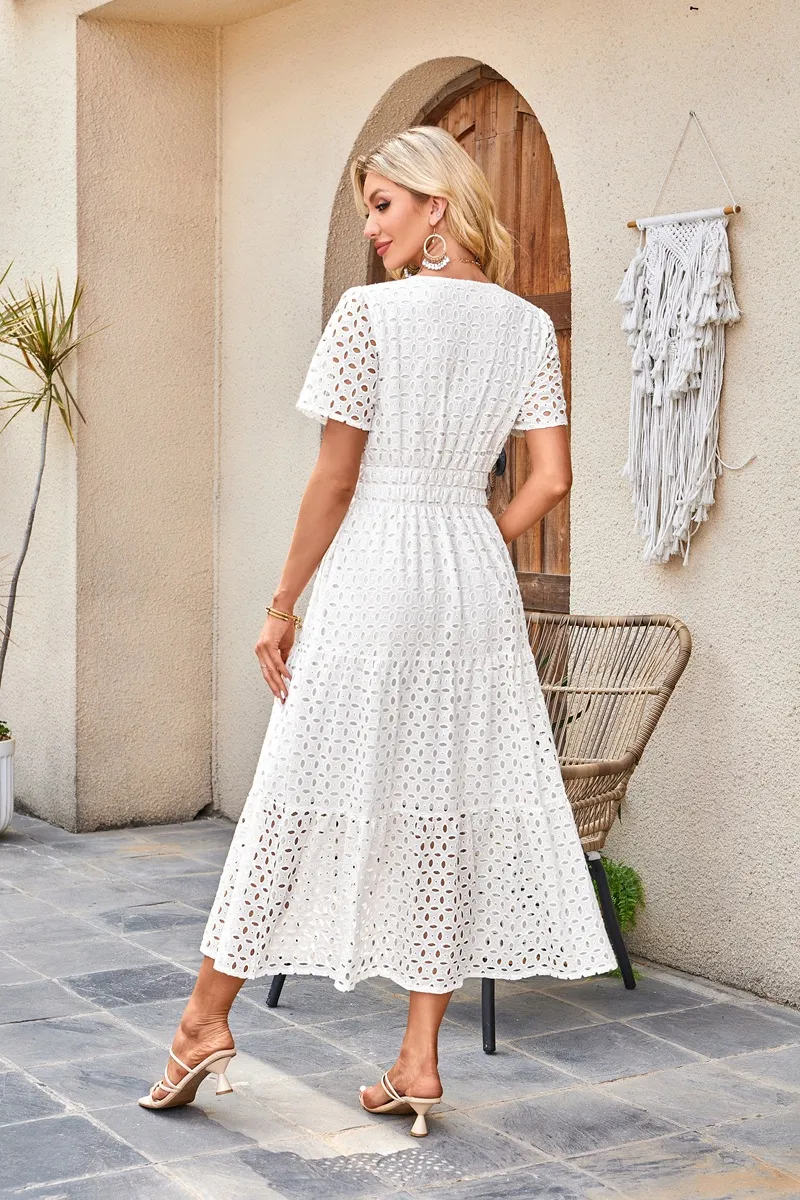 Vestido Longo de Manga Curta para Mulheres