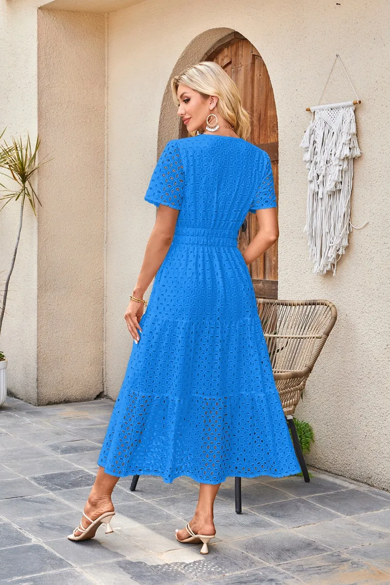 Vestido Longo de Manga Curta para Mulheres