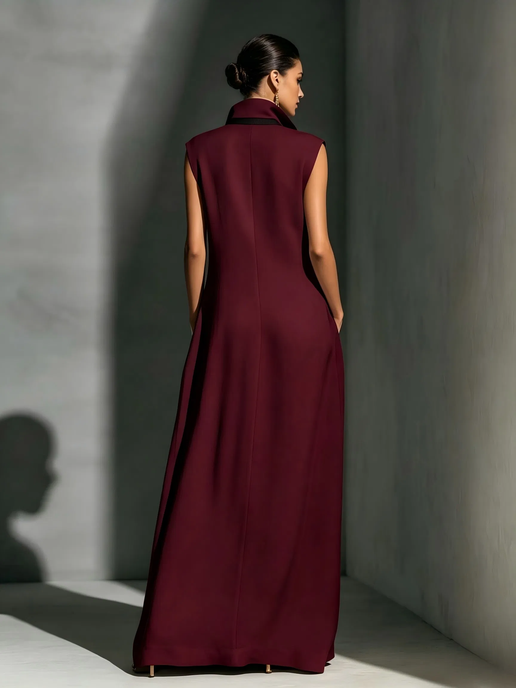Sexy V-Neck Color Block Casual Maxi Dress