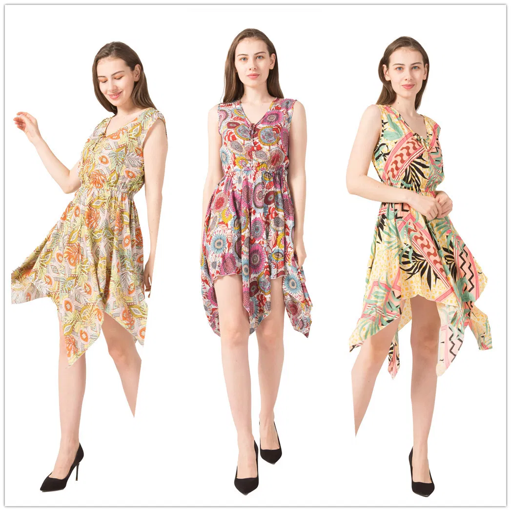 Vestido Casual de Verão com Estampa Floral para Mulheres, Vestido Elegante de Praia Boêmio para Senhoras