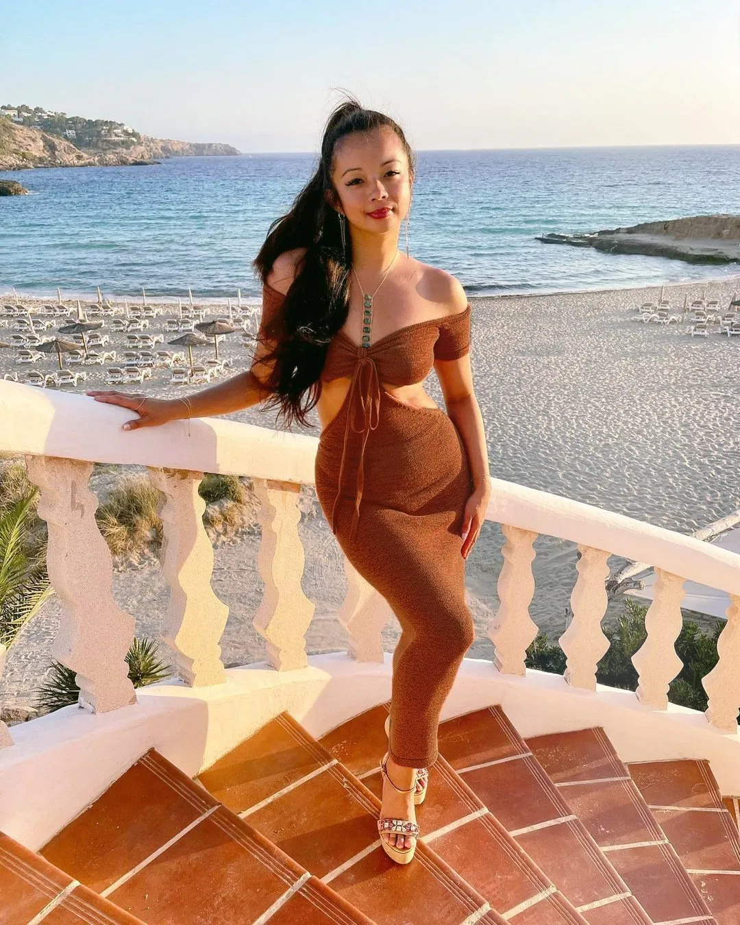 Vestido longo de verão casual, sem mangas, de malha para mulheres