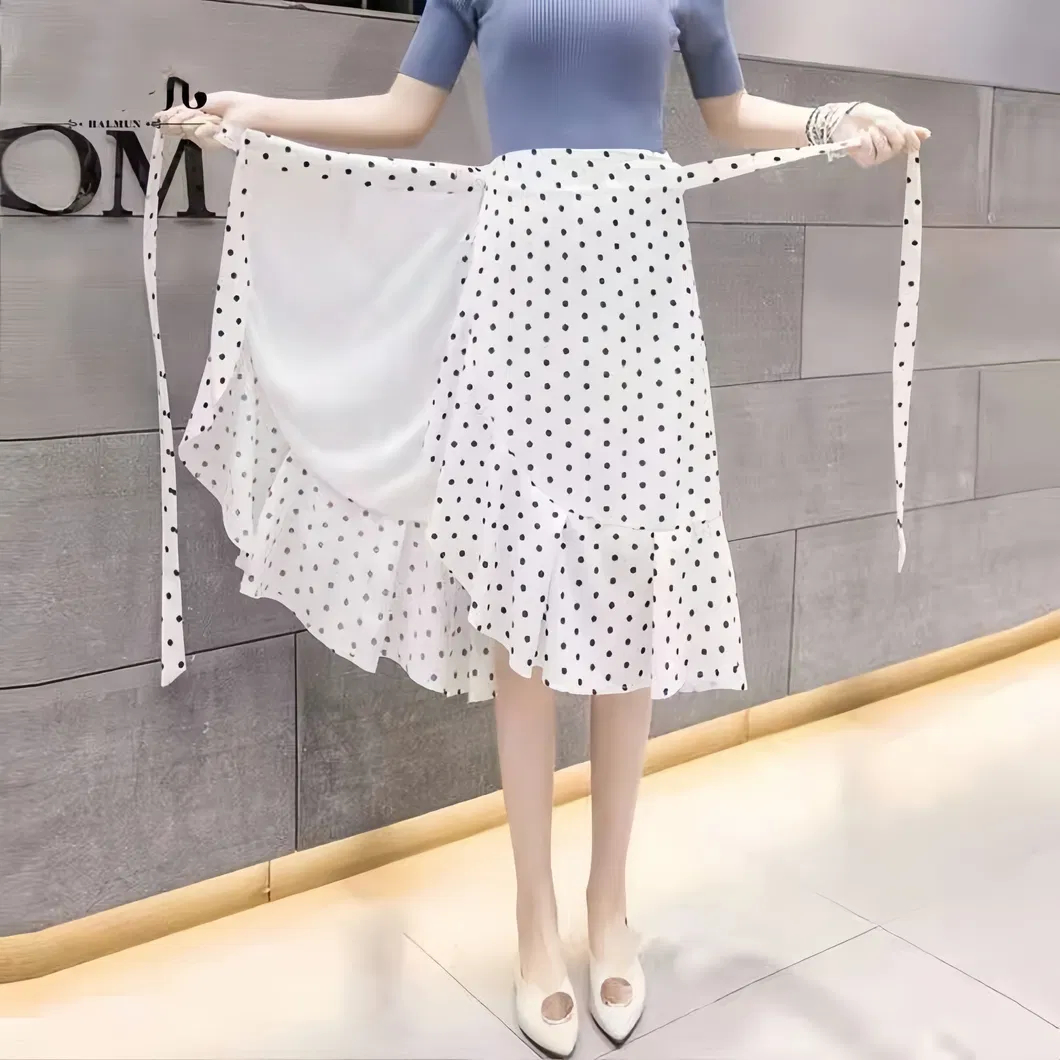 Costura Saia Longa Casual Midi Chiffon
