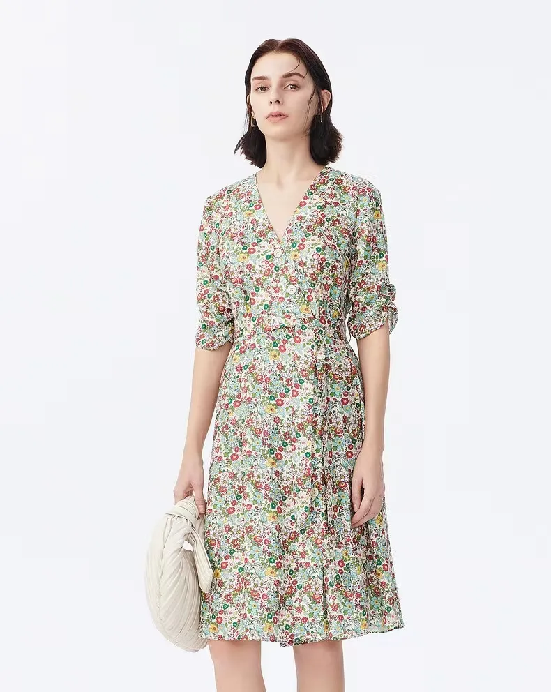 Vestidos de Verão Casuais Florais com Poás Boho para Praia e Noite Atacado na China Vestuário Feminino para Festa
