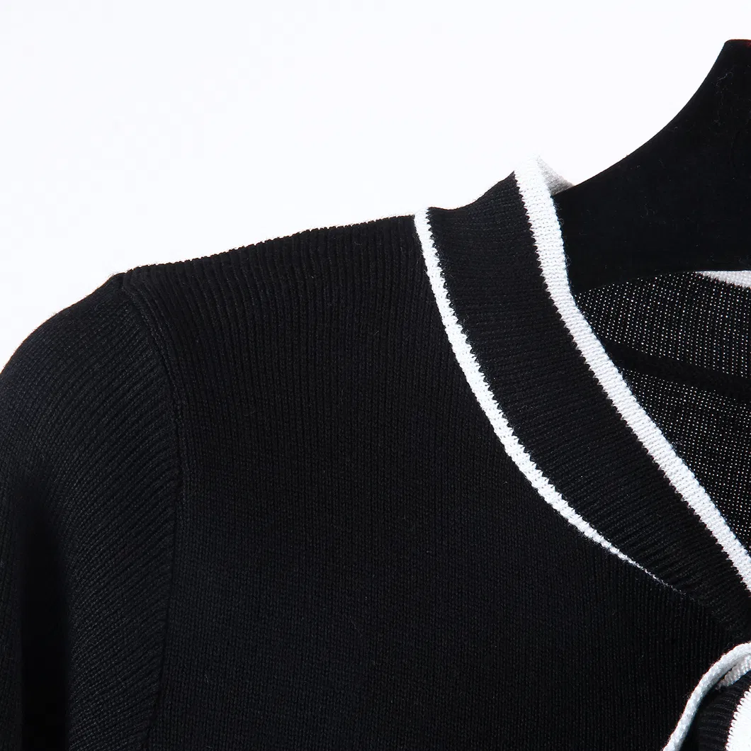 Vestido de suéter slim preto de malha casual para mulheres de inverno