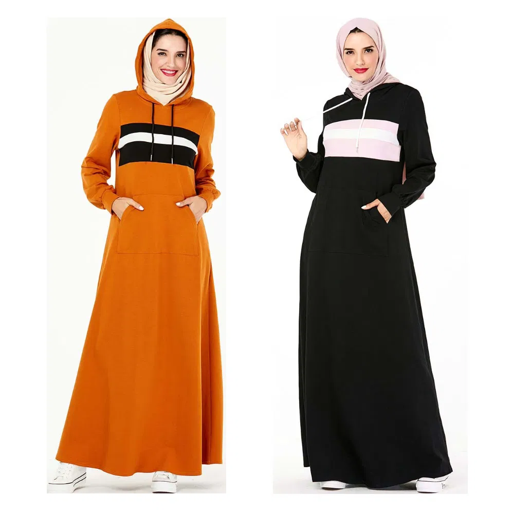 Vestido Maxi Casual com Moletom de Manga Longa para Mulheres, Conjunto de Jogging, Suéter Slim