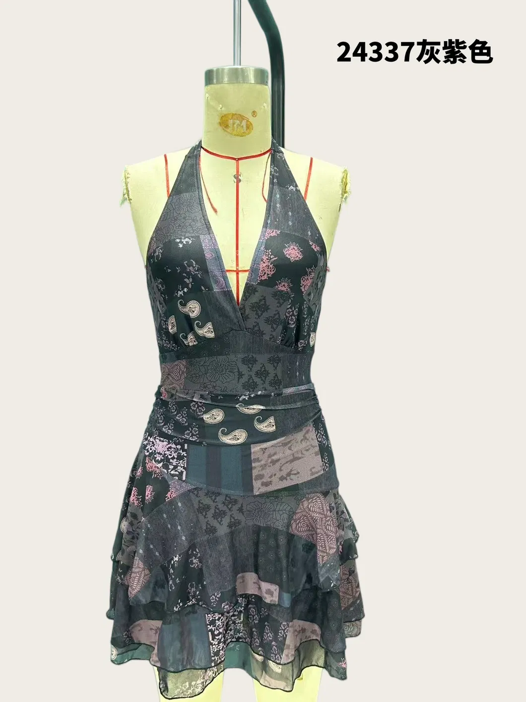 Vestido Mini de Algodão com Bordado de Sol em Tamanho Plus - Vestido Casual Boho com Cintura Smock