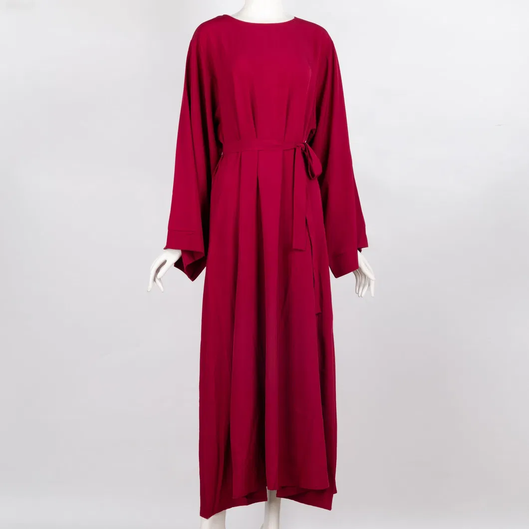 Vestido de manga longa de algodão casual de inverno para mulheres, com decote redondo e estilo solto