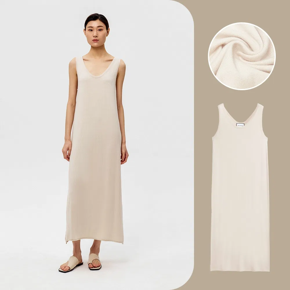 Vestidos de T-shirt de modal feminino de alta qualidade, atacado, vestidos casuais sem mangas, vestido oversized feminino