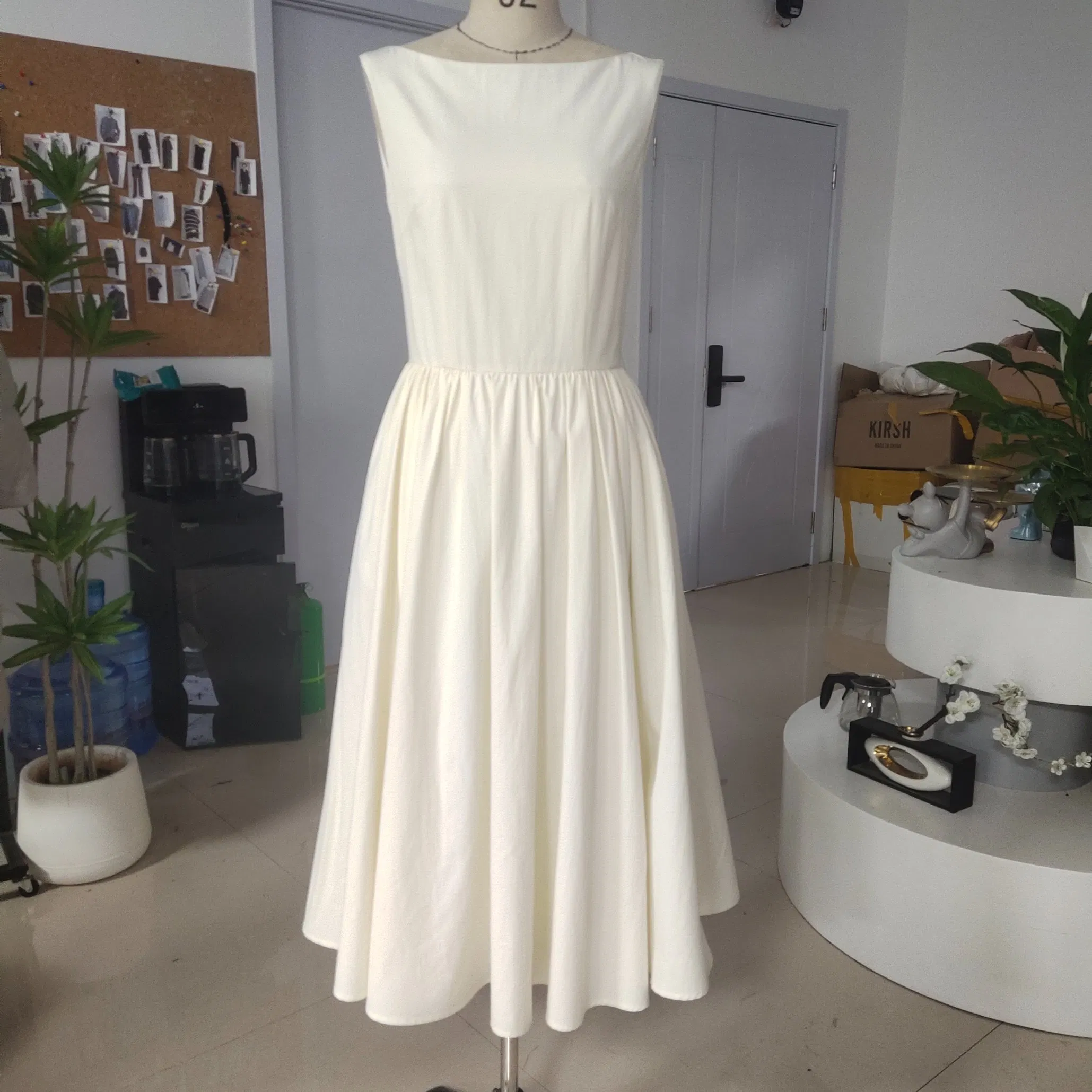 Vestido Casual Feminino Personalizado Elegante em Mistura de Algodão e Seda Macia