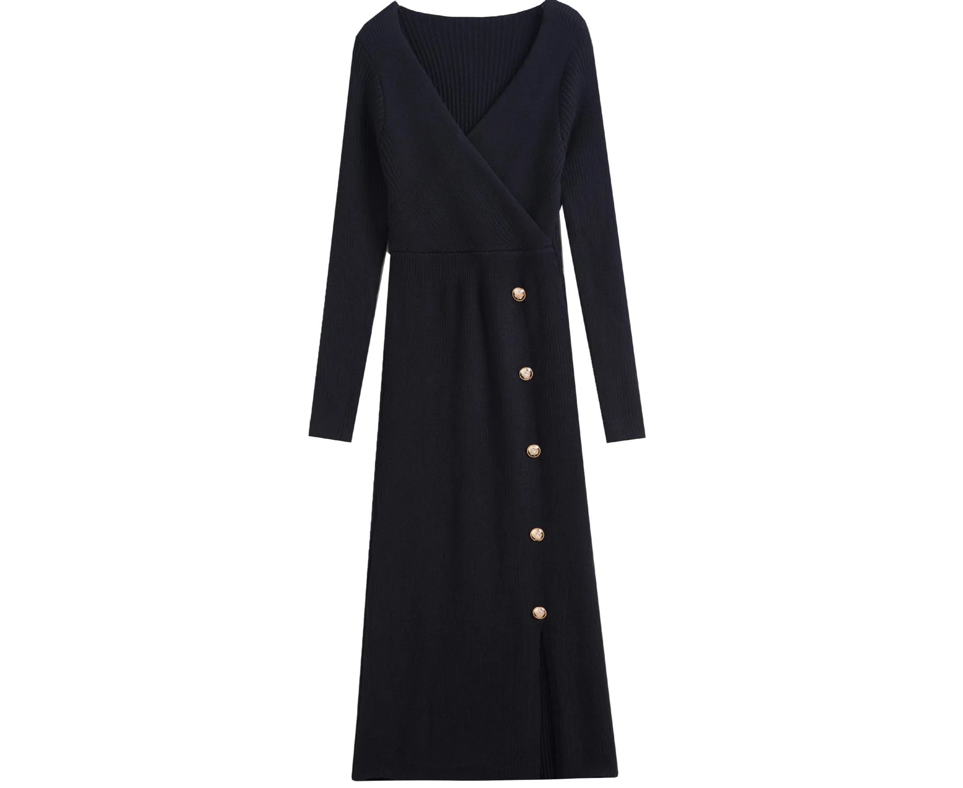 2025 Vestido de Malha Casual Feminino Midi