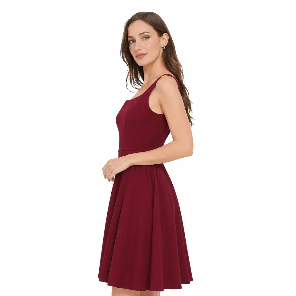 Vestido Mini Sem Mangas Preto Sólido