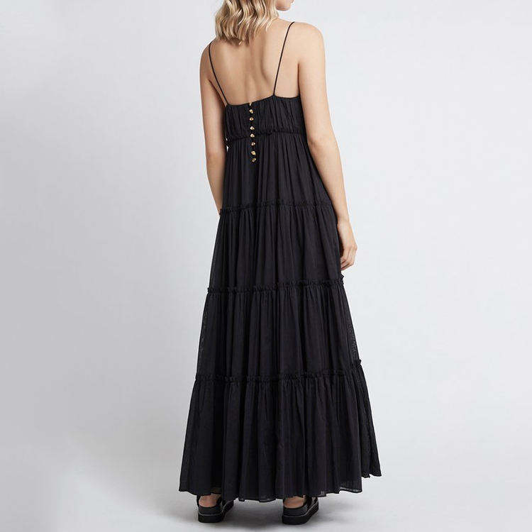 Vestido longo casual de praia feminino, solto, em camadas, com comprimento até o chão, estilo A-line, personalizado para o verão