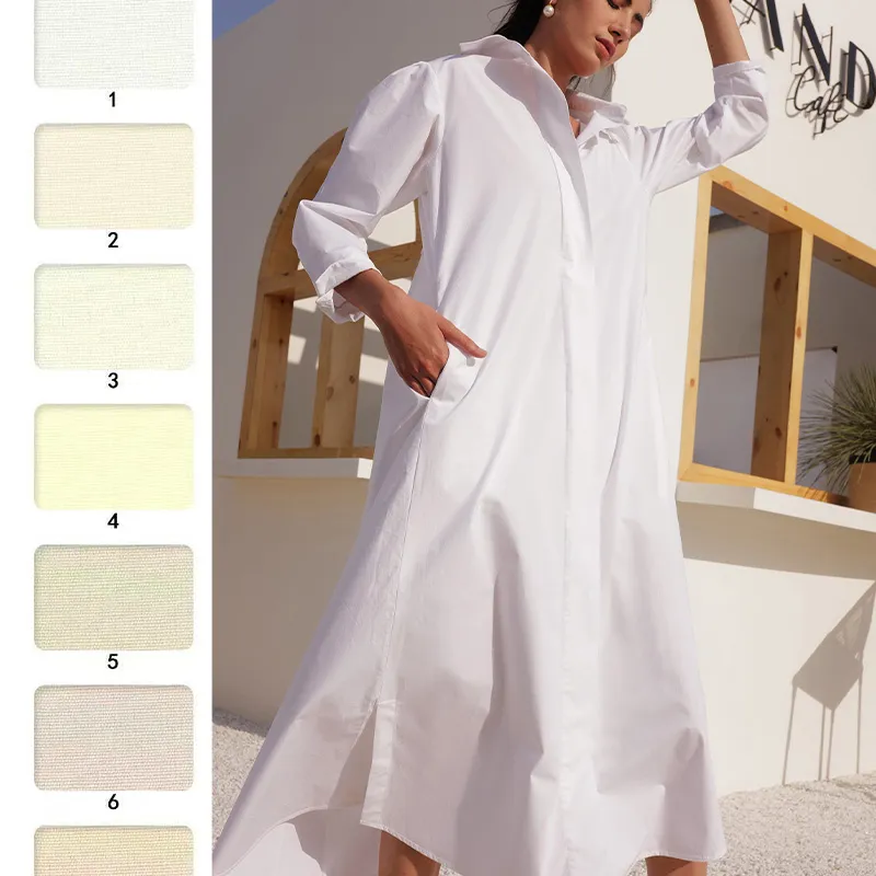 Vestidos Casuais Personalizados de Fábrica para Senhoras Vestido Camisa de Manga Longa