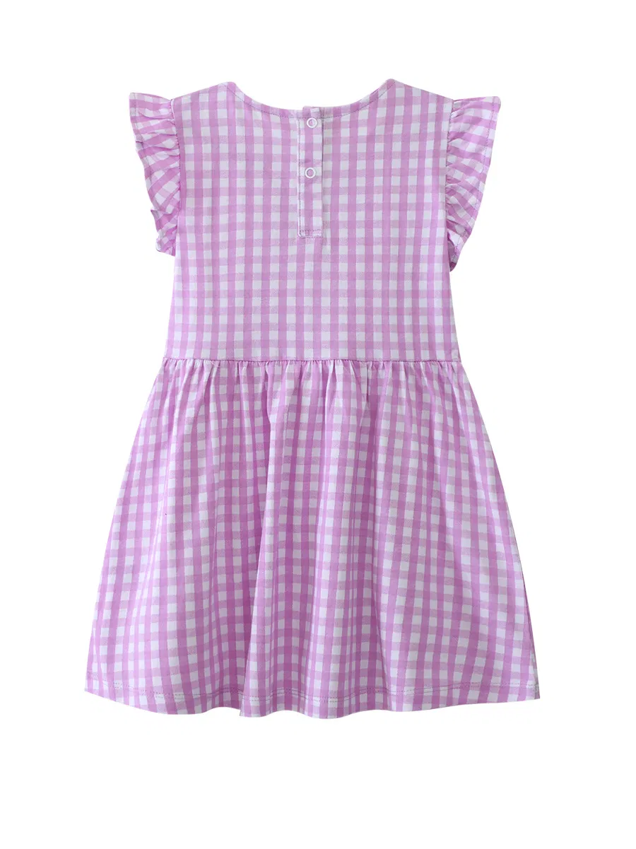Novo Vestido Casual Europeu e Americano para Meninas para o Verão Vestuário Estiloso com Gola Redonda e Mangas Curtas Vestido de Princesa