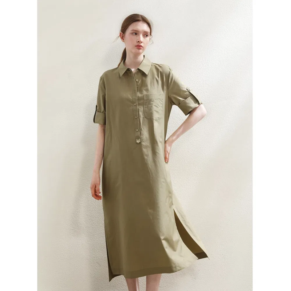 Vestido Camisa Feminino de Seda e Algodão