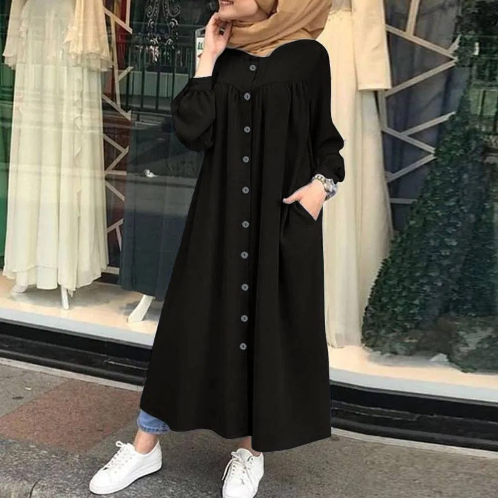 Cardigã Casual de Outono para Mulheres com Manga Longa, Gola Alta, Vestido Amplo