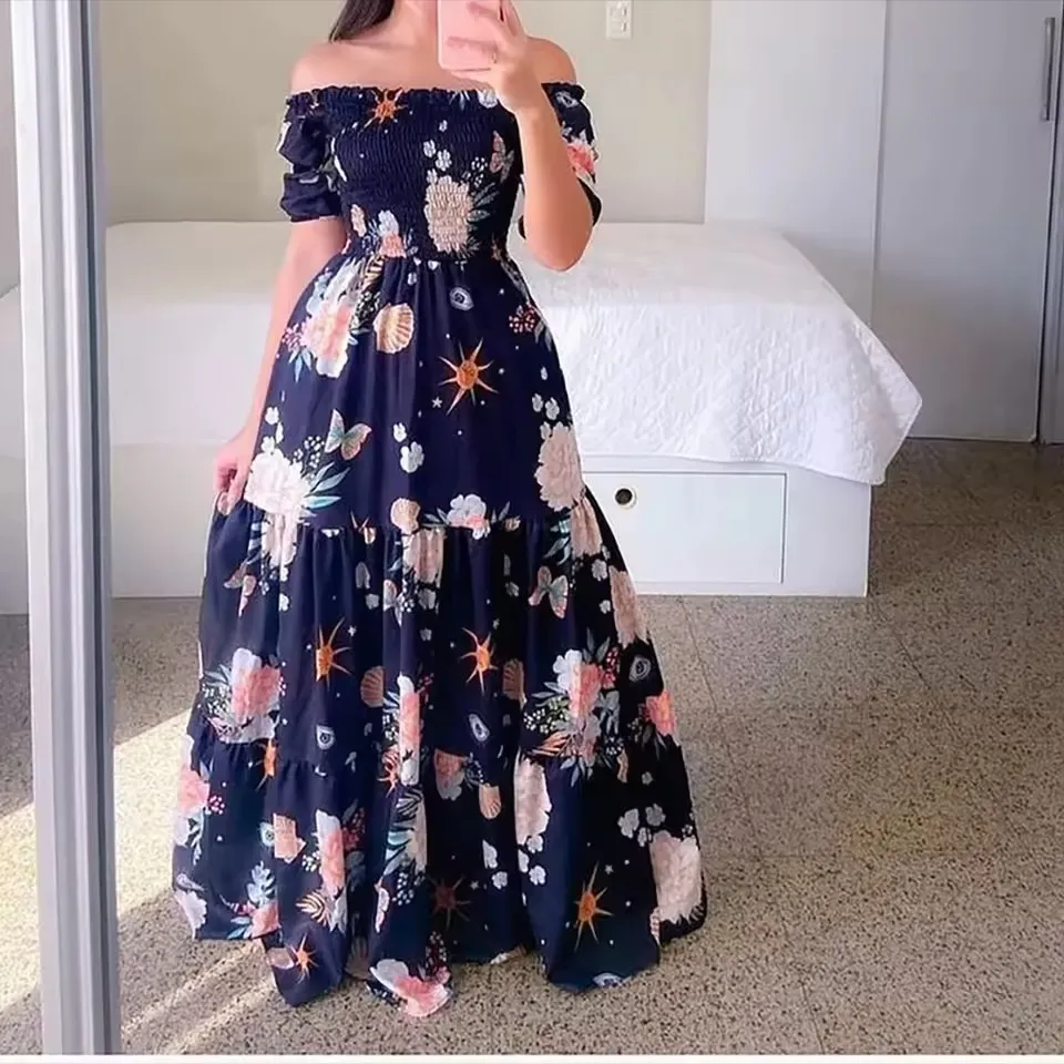 Vestido Casual Feminino Boêmio de Alta Qualidade com Rendas Tie-Dye e Estampa Destacável. Roupas Fashion no Estilo Boêmio