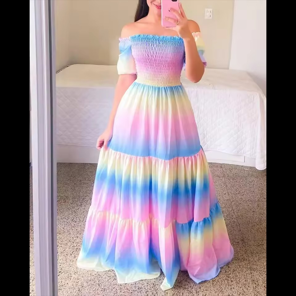 Vestido Casual Feminino Boêmio de Alta Qualidade com Rendas Tie-Dye e Estampa Destacável. Roupas Fashion no Estilo Boêmio