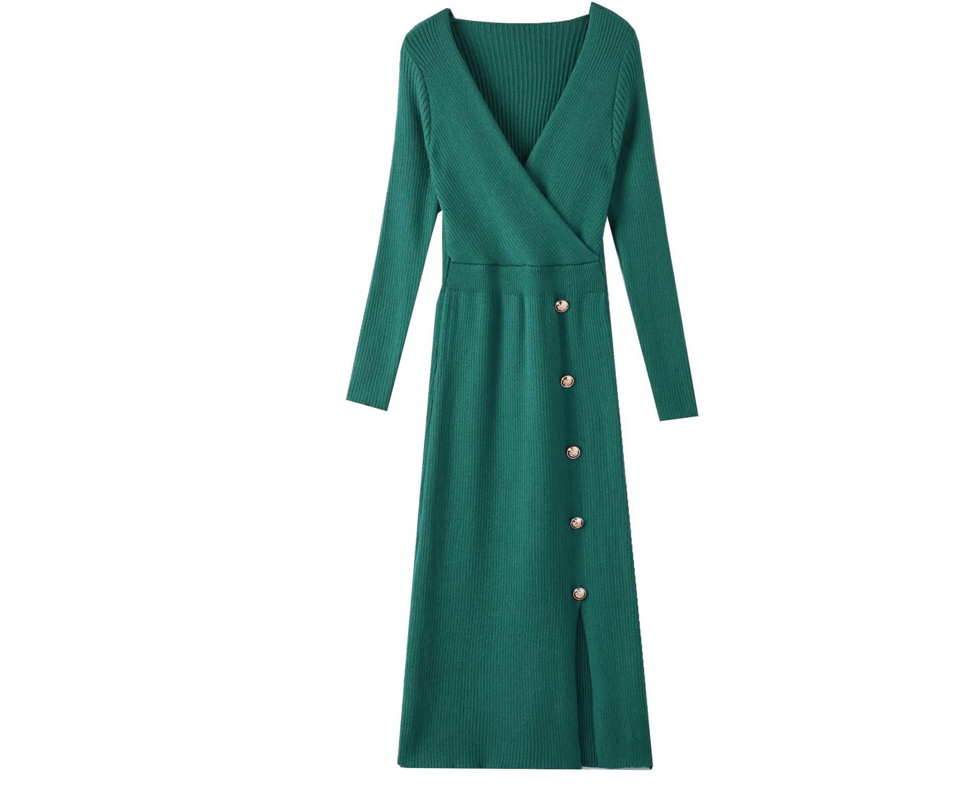 2025 Vestido de Malha Casual Feminino Midi