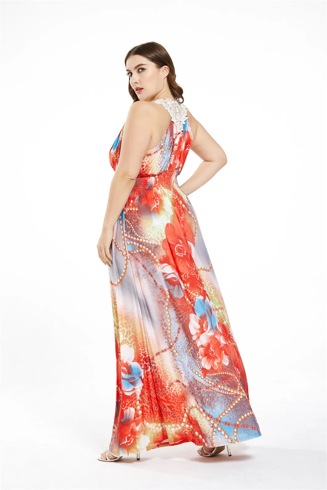 Vestido Maxi Plus Size para Mulheres, Vestidos de Noite Estampados, Vestidos Longos Casuais, Vestido Solto de Praia