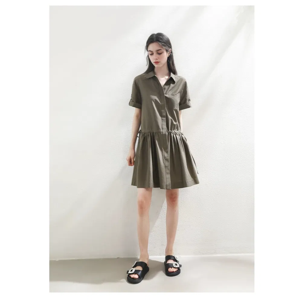 Vestido Midi Casual de Trabalho para Mulheres com Cintura Ajustável