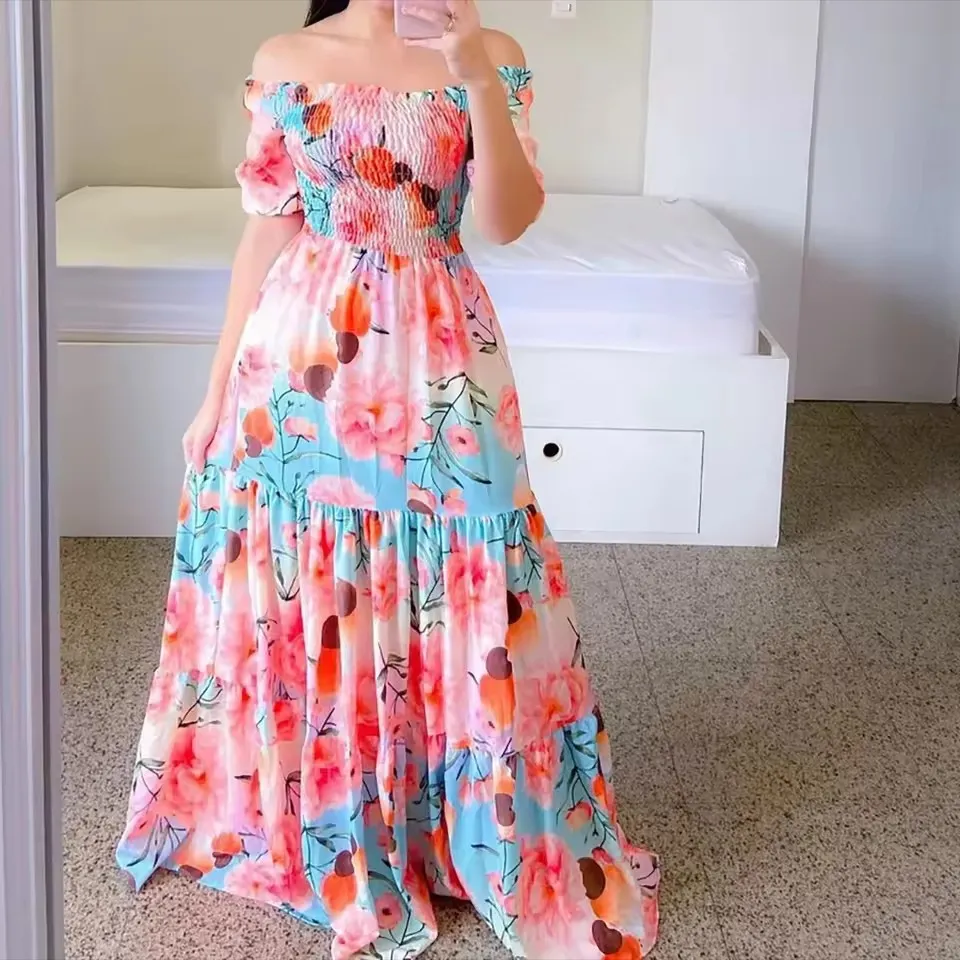 Vestido Casual Feminino Boêmio de Alta Qualidade com Rendas Tie-Dye e Estampa Destacável. Roupas Fashion no Estilo Boêmio