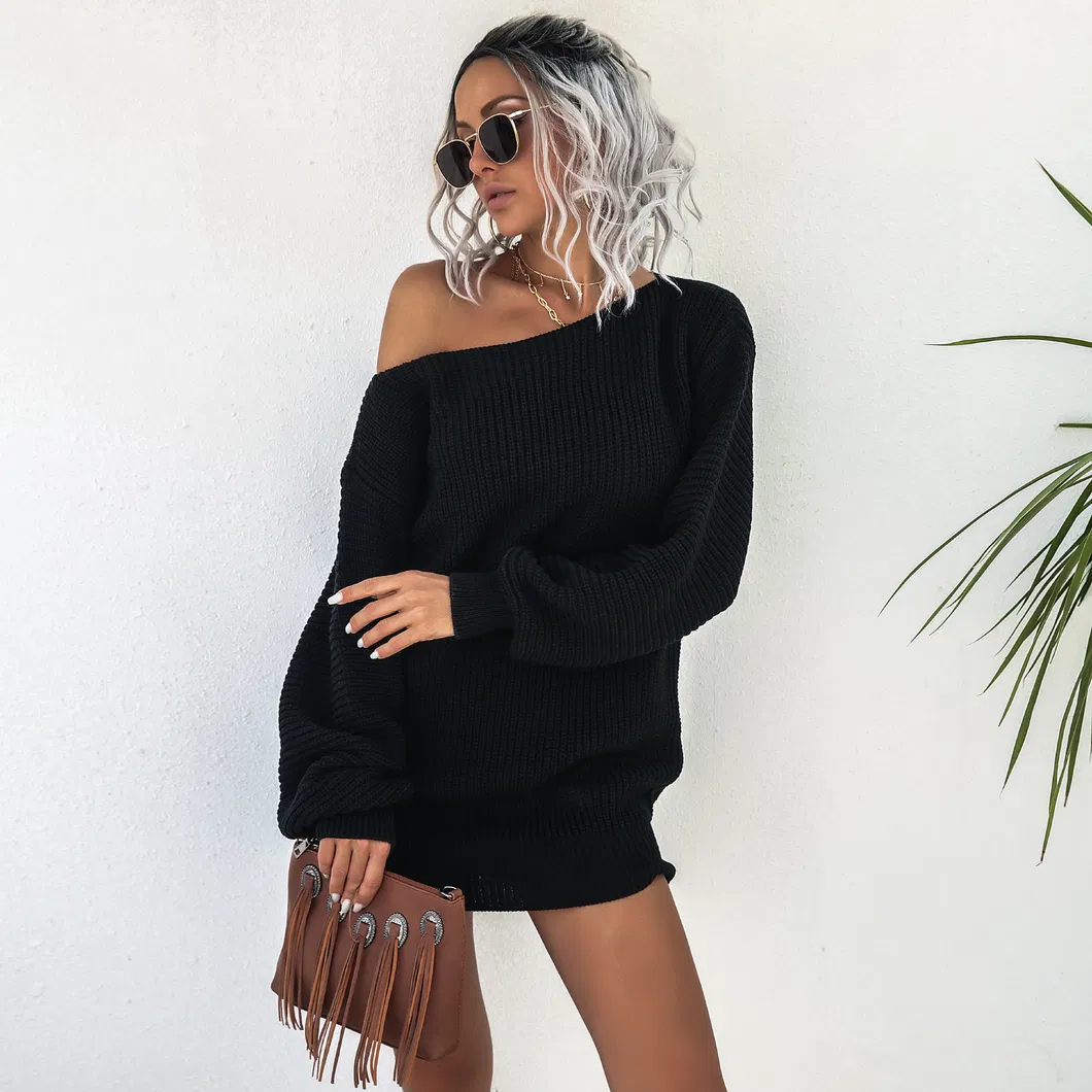 Vestido Sexy Tricotado para Mulheres Outono Inverno