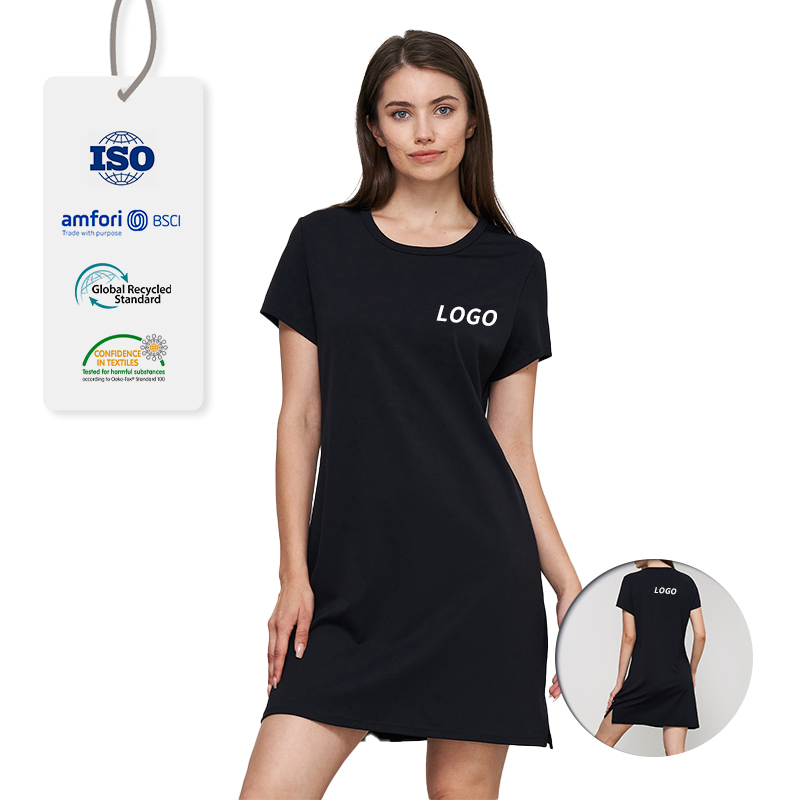 Vestido Esportivo Casual Adulto de Yoga por Atacado para Mulheres, Novo Vestido Esportivo Respirável de Verão com Fenda Lateral, Vestido Solto para Atividades Físicas, Vestido Casual para Treino