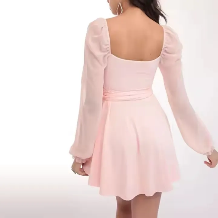 Vestido de Verão com Mangas Puff Personalizado por Atacado para Mulheres